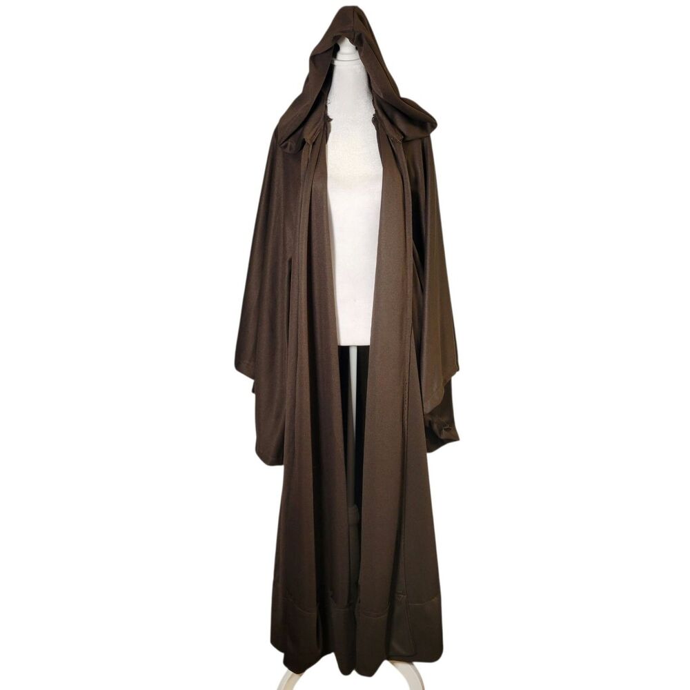 Star Wars Jedi Costume Robe Brown Hooded Cloak Cosplay LARP Wizard Monk 56"